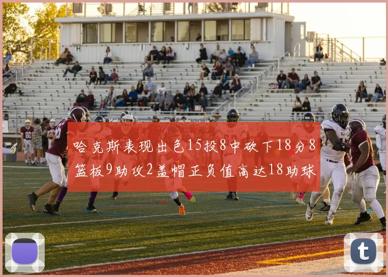 哈克斯表现出色15投8中砍下18分8篮板9助攻2盖帽正负值高达18助球队获胜